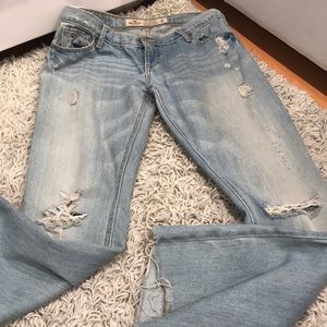 Distressed flare jeans